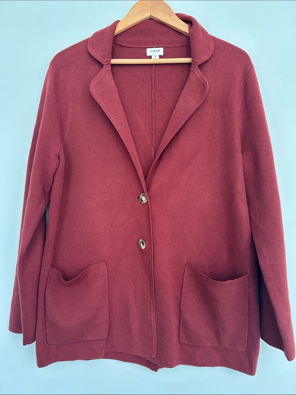 J. Crew Factory Brick Red Knit Blazer Cardigan